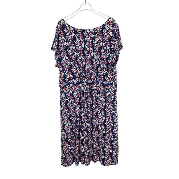 Boden Amelie Scoop Neck Jersey Dress Bird Floral Print Cap Sleeve Size 16/18R - Picture 5 of 10